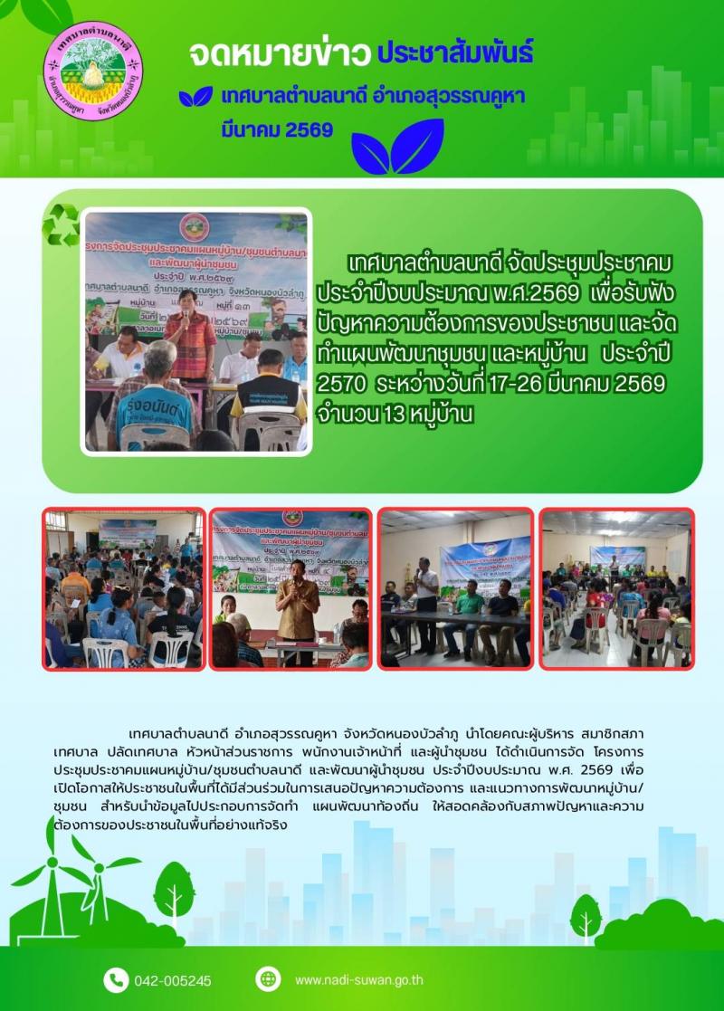 กิจกรรมประชาคมหมู่บ้านและชุมชน ประจำปีงบประมาณ พ.ศ.2569